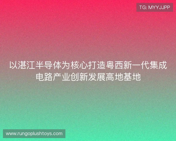 以湛江半导体为核心打造粤西新一代集成电路产业创新发展高地基地